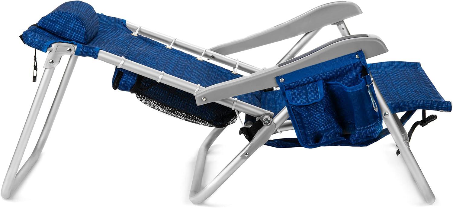 Homevative Cooler+ Folding Backpack Beach Chair with 5 Positions, Towel bar, XL Cooler Pouch, Storage Net, Cup and Phone