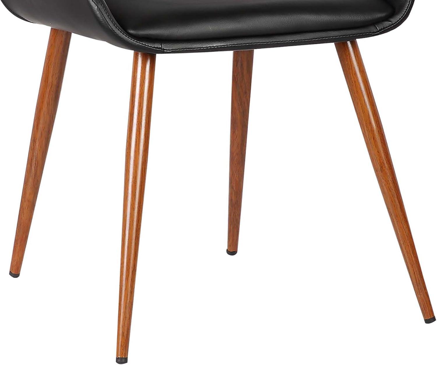 Armen Living Panda Modern Leather Dining Chair in Walnut Wood and Black