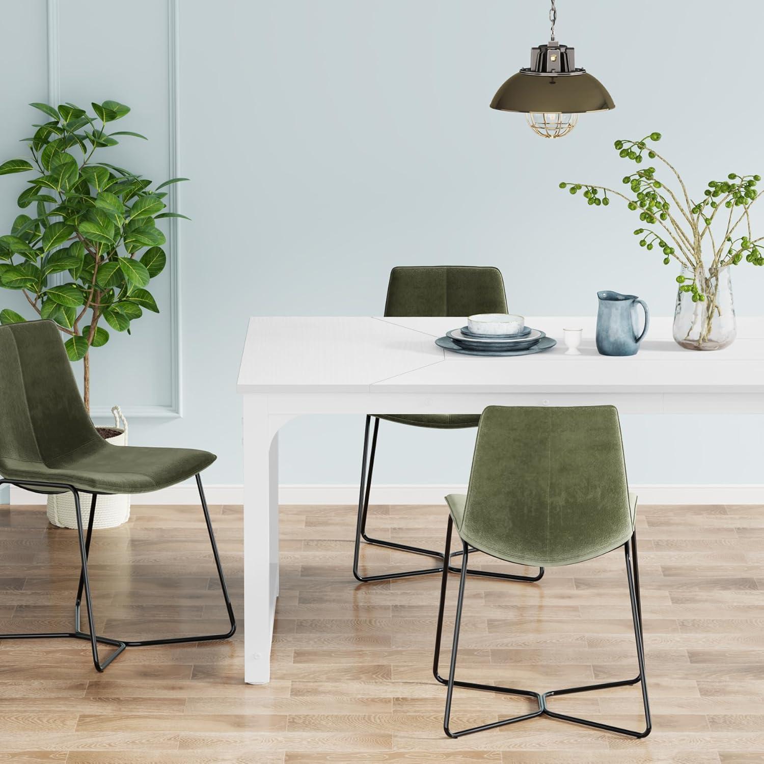 White Rectangular Reclaimed Wood Dining Table with Metal Legs