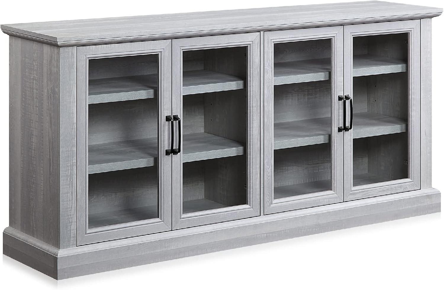 Liam 70" Stone Gray Wood Sideboard with Glass Doors