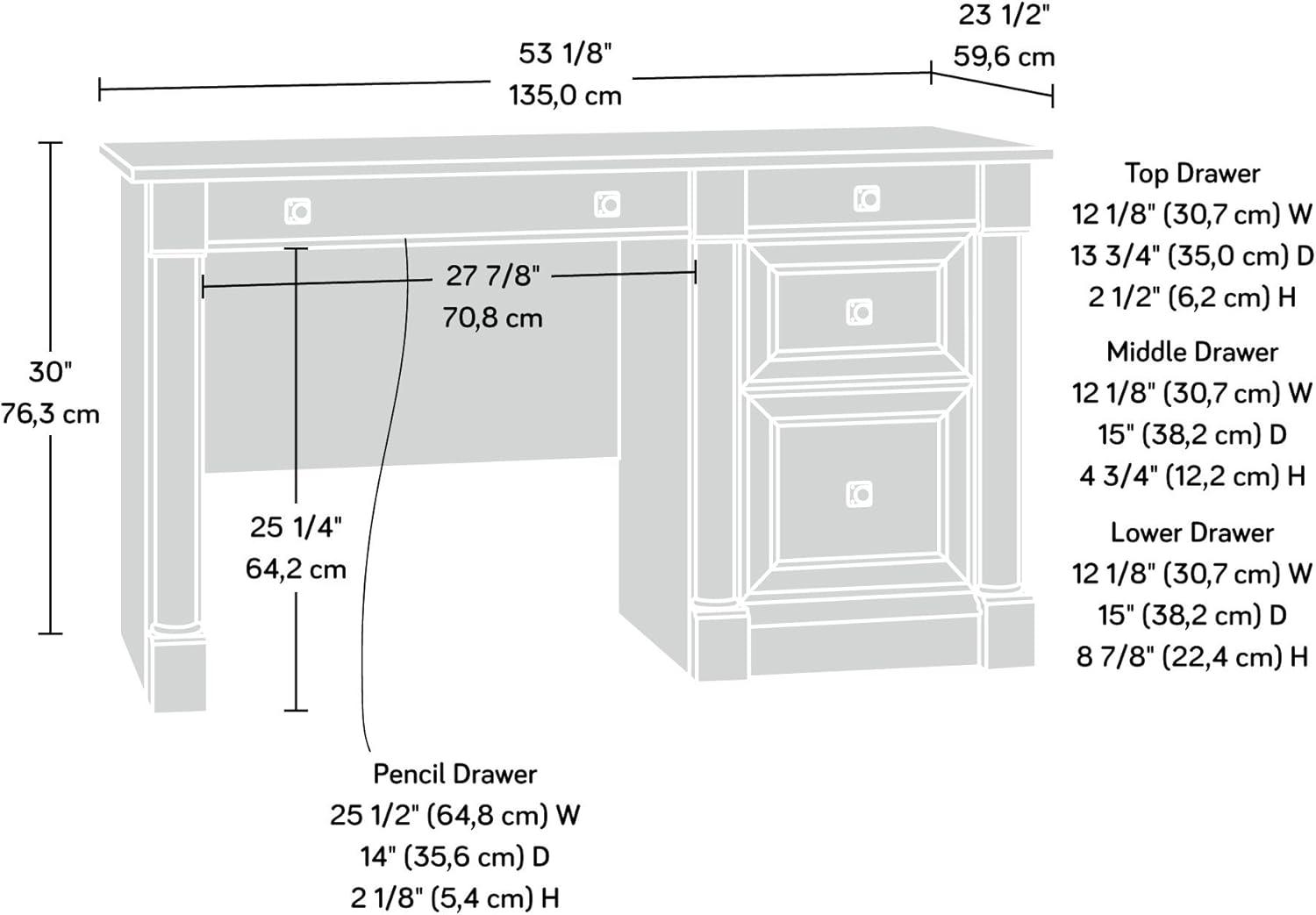 Select Cherry Wood Computer Desk with Drawers and Keyboard Tray