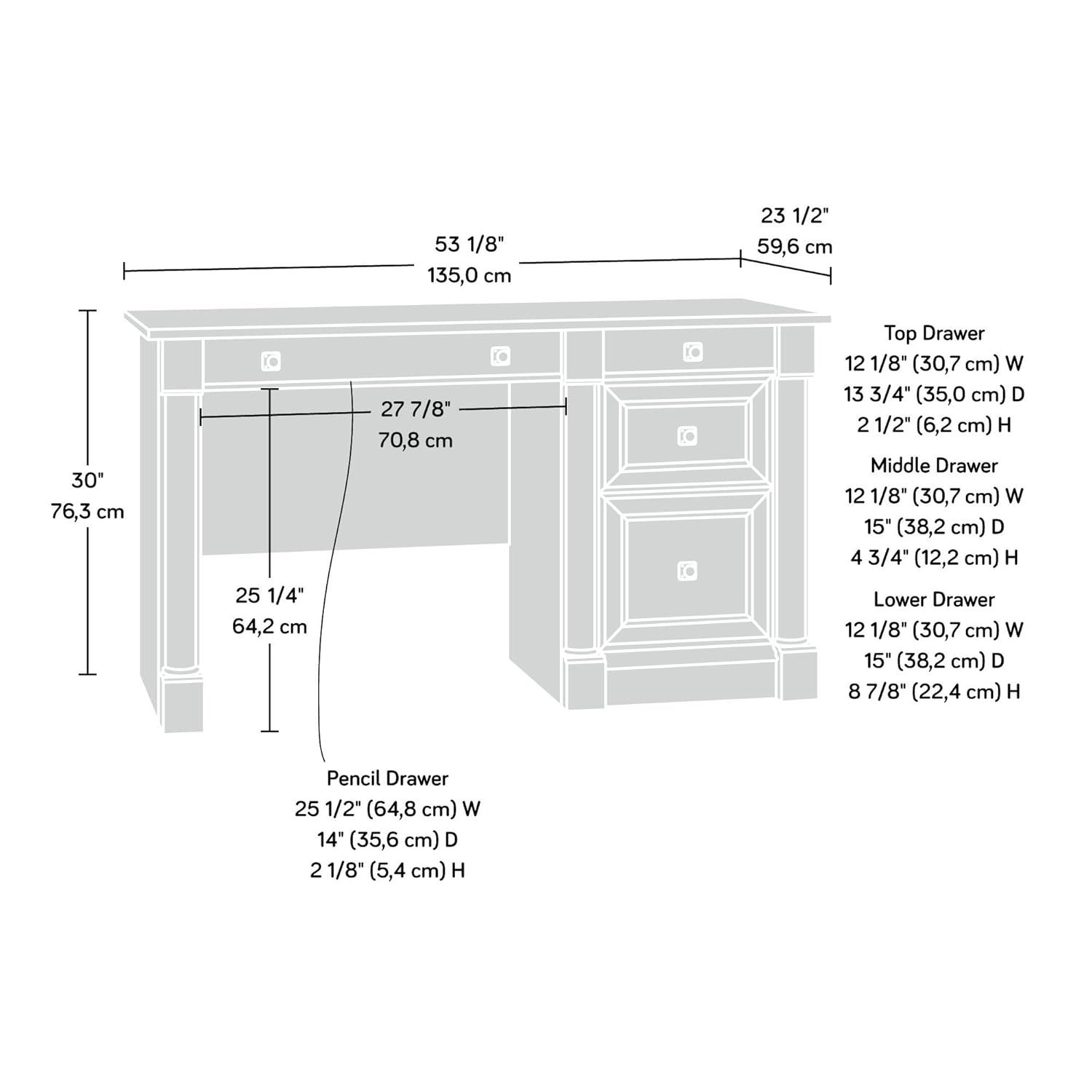Palladia Computer Desk Vintage Oak Finish - Sauder: Executive, Metal Runners, Particle Board Frame