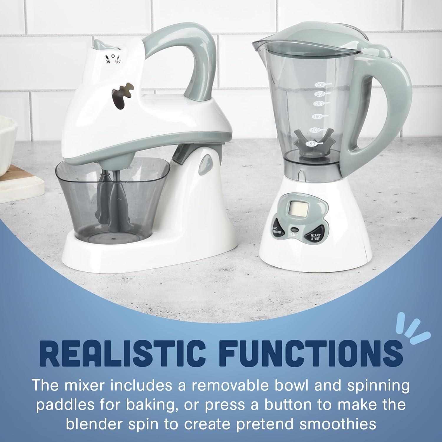 Constructive Playthings Play Kitchen Appliances, Kids Blender and Mixer Toy, Realistic Designs, Developmental Toddler Toys, Ages 3 Years and Up