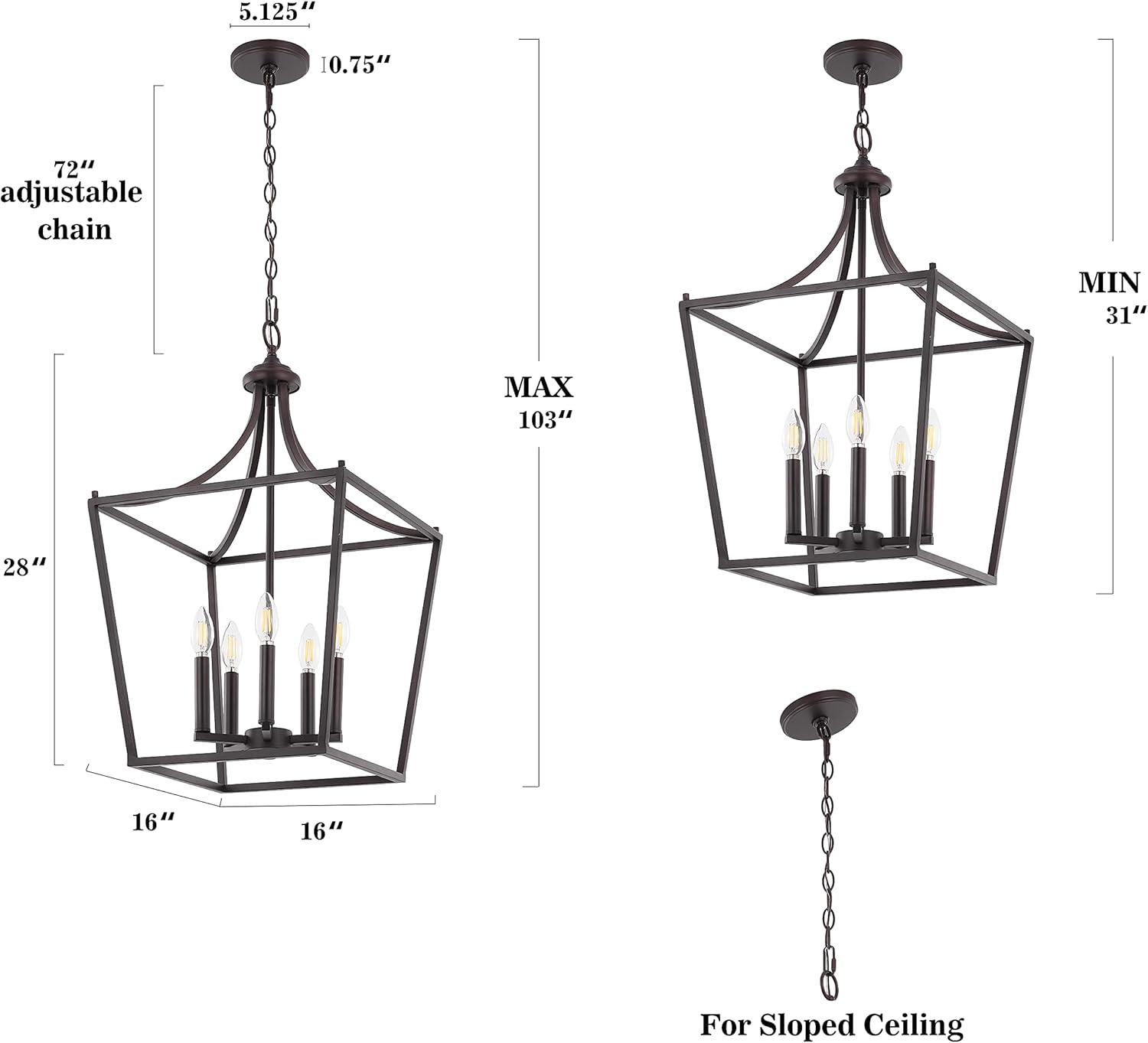 Camden 16" Oil-Rubbed Bronze 5-Light LED Iron Pendant Lantern