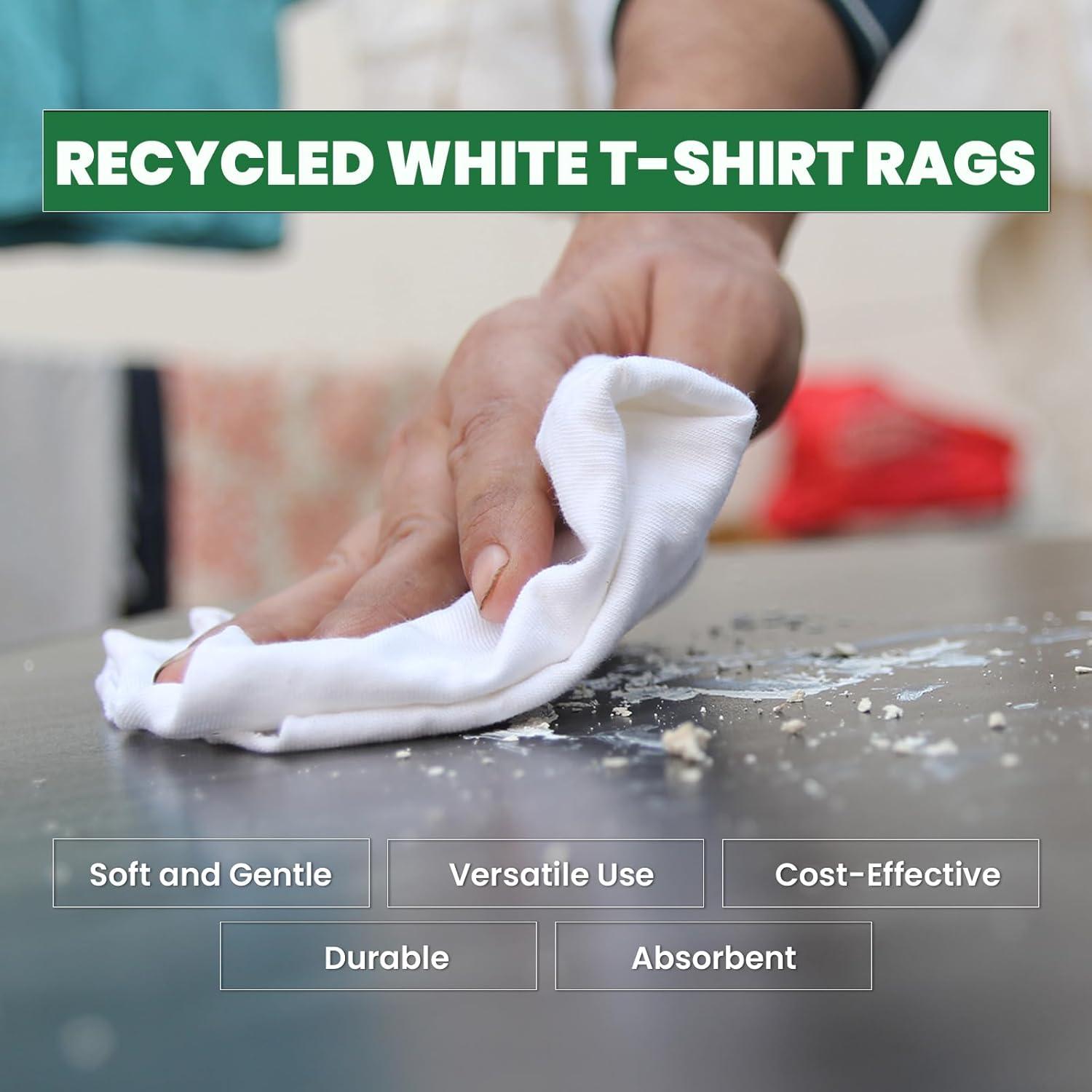 SupremePlus New White Knit T-Shirt Rags, Multipurpose Cleaning Cloth Wipe - 10 lbs. Box