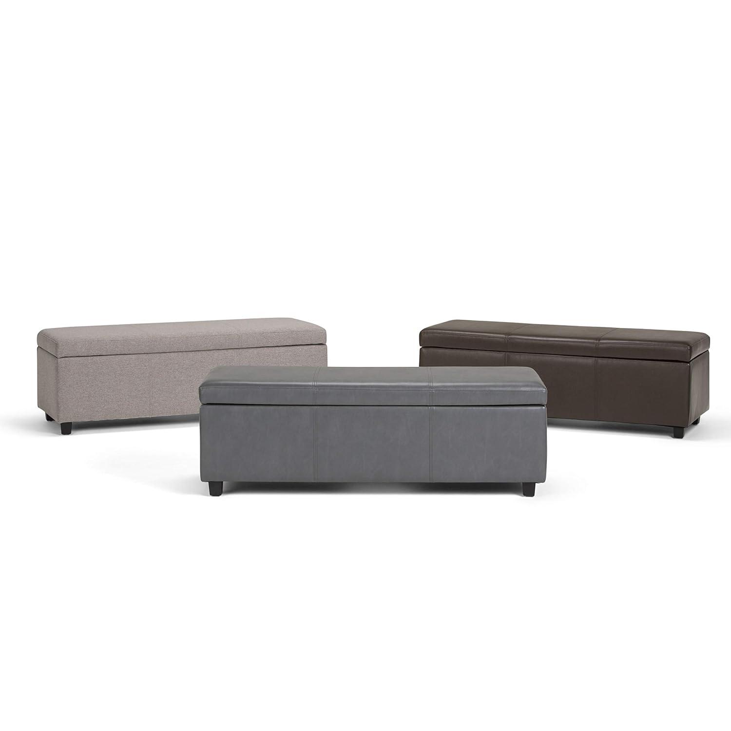 Simpli Home Avalon 48"W Upholstered Storage Ottoman Bench with Large Interior Storage