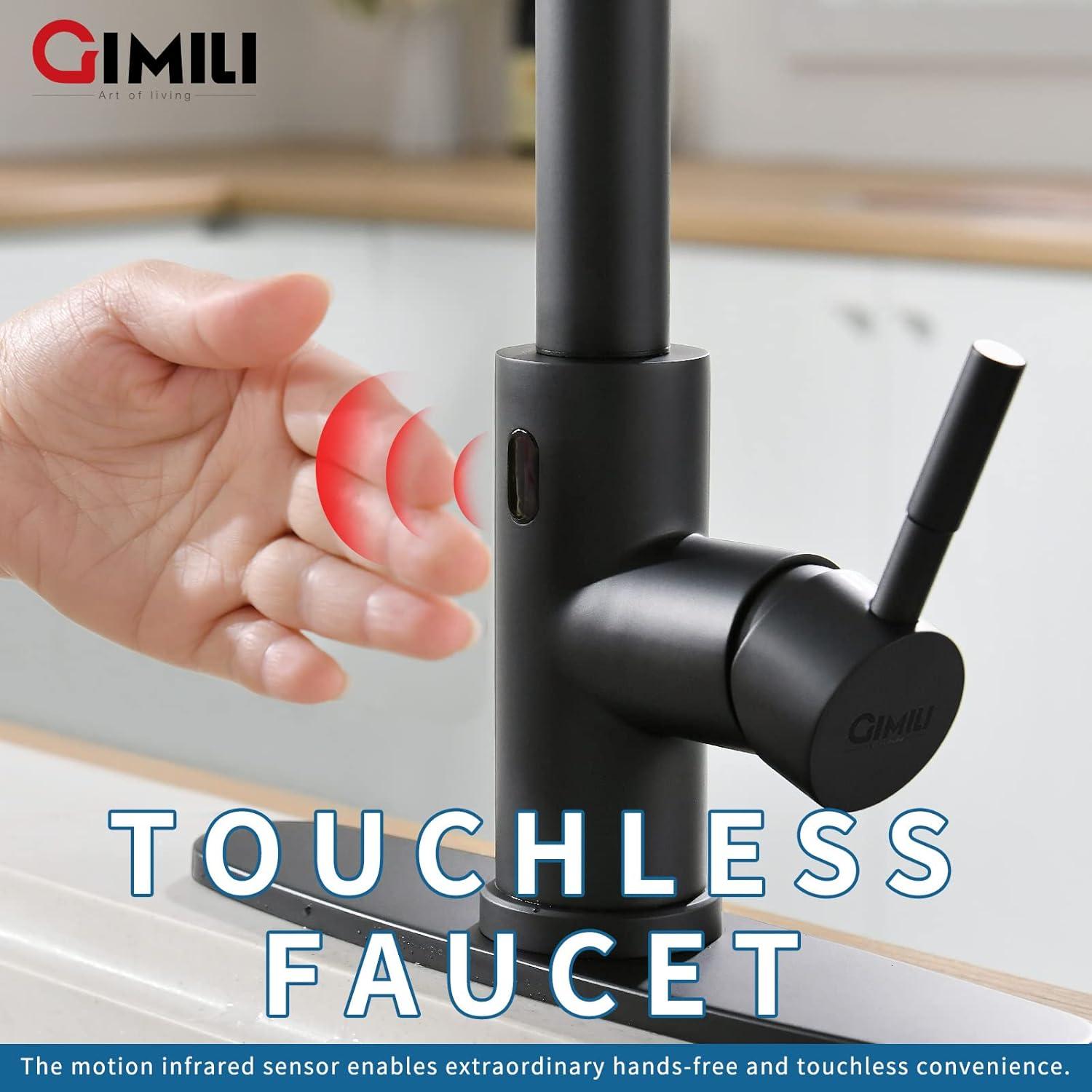 Matte Black Touchless Kitchen Faucet with Pull Down Sprayer