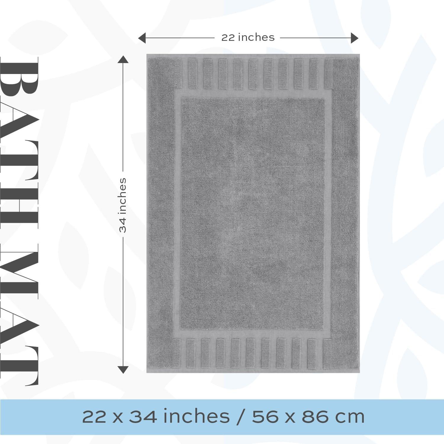 White Classic Cotton Bath Mat Floor Towel [Not a Rug] 2-Pack - 22x34"  Light-Grey