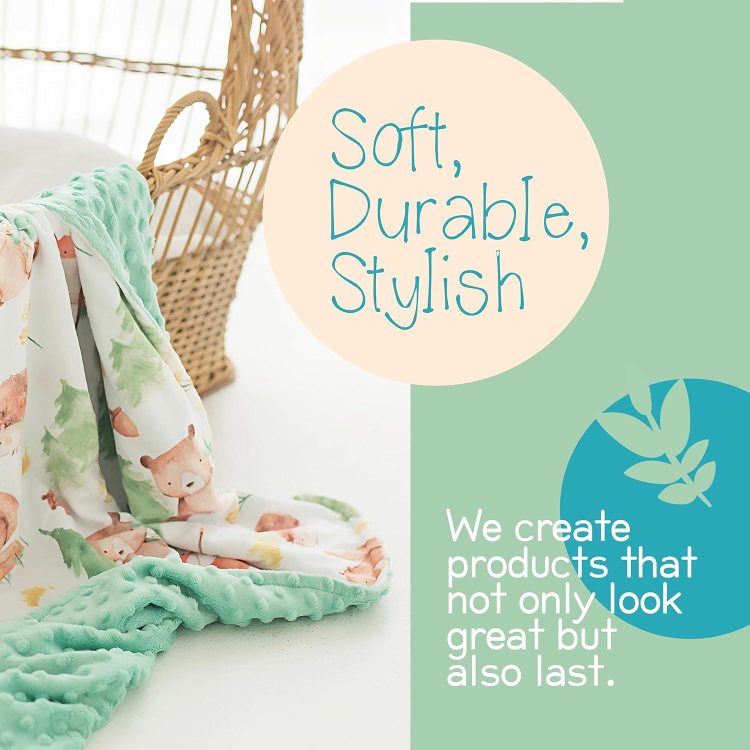 Premium Soft Plush Lightweight Minky Dot Toddler Baby Blanket for Newborn 30"x40" - Soft Baby Blanket for Boys and Girls - (Forest Friends) Unisex