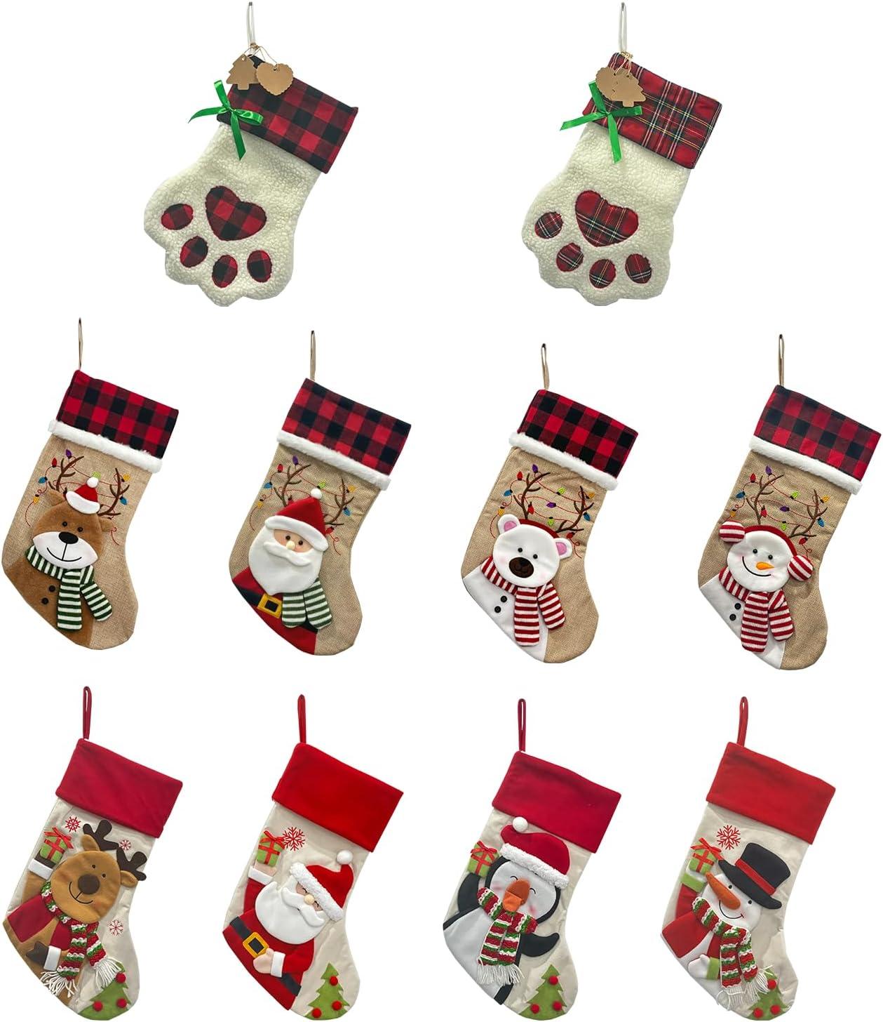 EUDIDV Christmas Ornaments Personalized Christmas Stockings Christmas Stockings With Names 18in Stockings With Santa Snowman And Reindeer Designs Custom Stockings For Holiday Decor Xmas Tree Decor