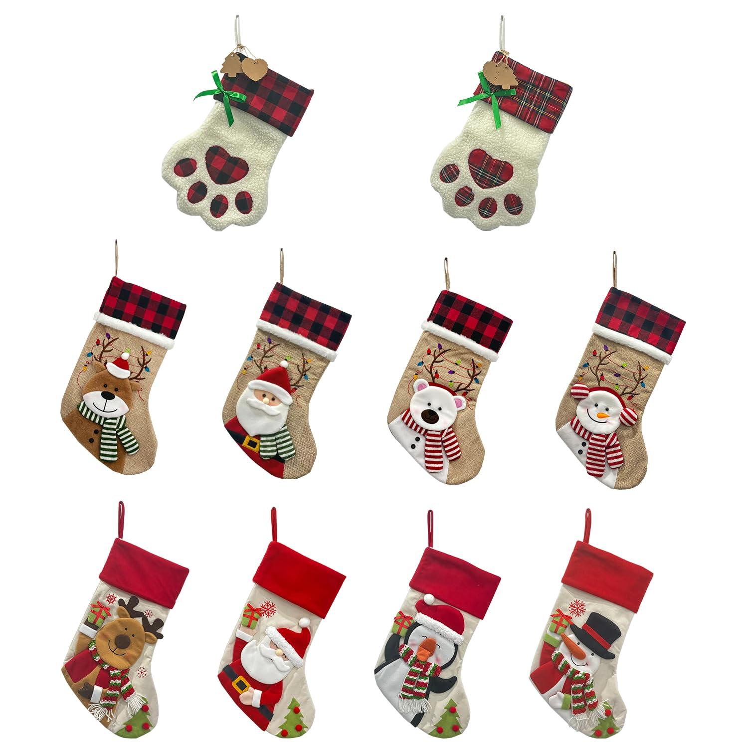 EUDIDV Christmas Ornaments Personalized Christmas Stockings Christmas Stockings With Names 18in Stockings With Santa Snowman And Reindeer Designs Custom Stockings For Holiday Decor Xmas Tree Decor