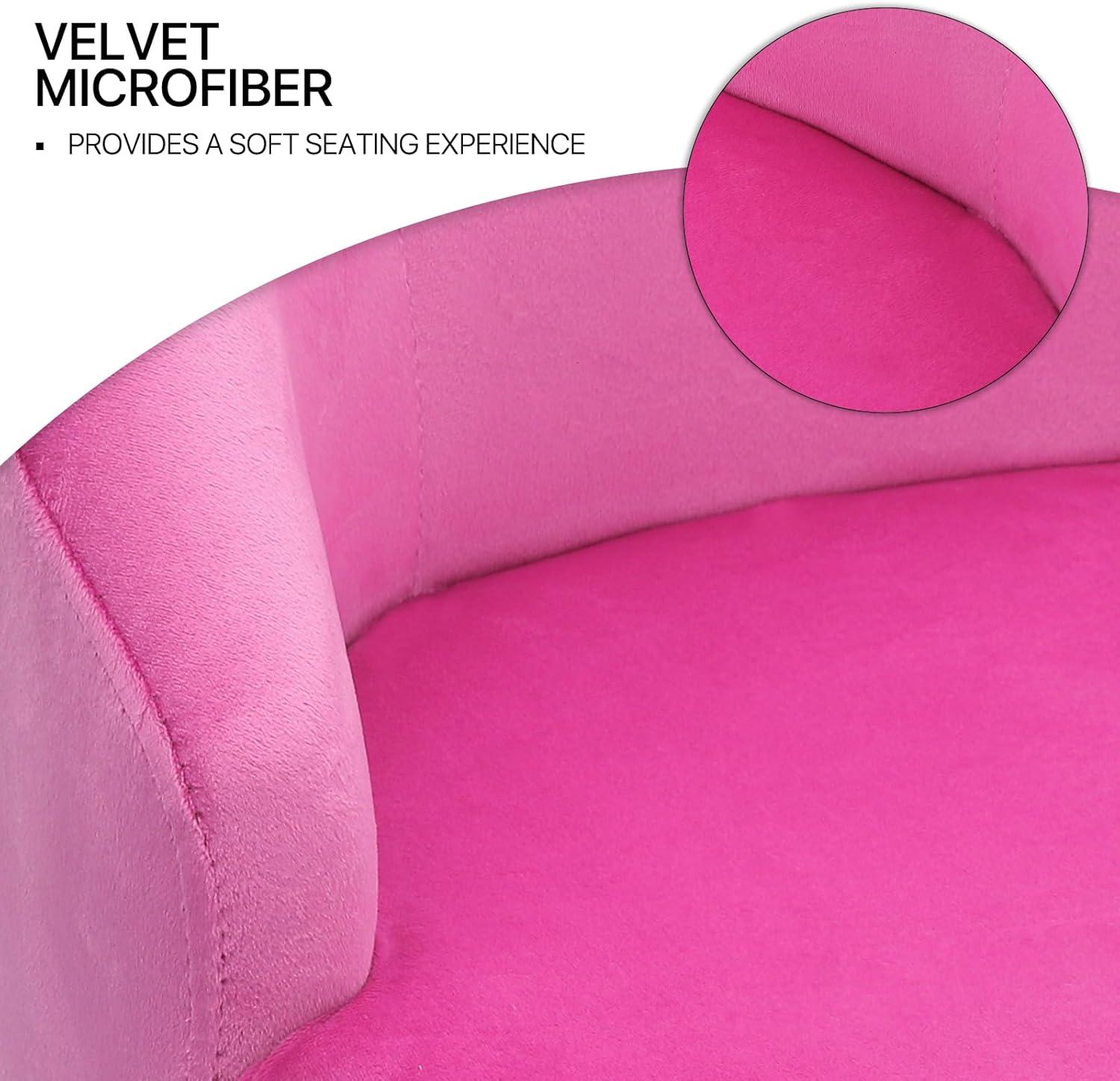 MoNiBloom Modern Upholstered Velvet Accent Chair, Single Sofa Side Chair for Living Bedroom Make-Up Room, Barrel Chair with Golden Metal Legs, Hot Pink