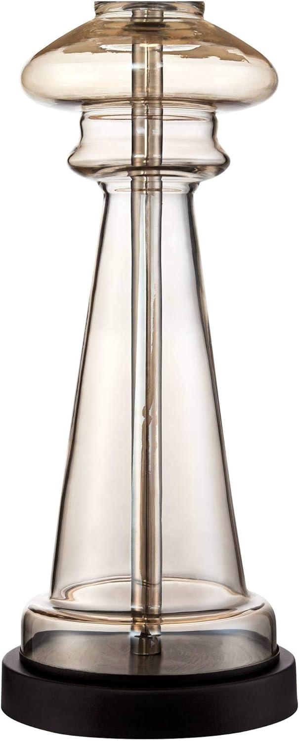 Elegant Champagne Gold Glass Table Lamp with Taupe Drum Shade