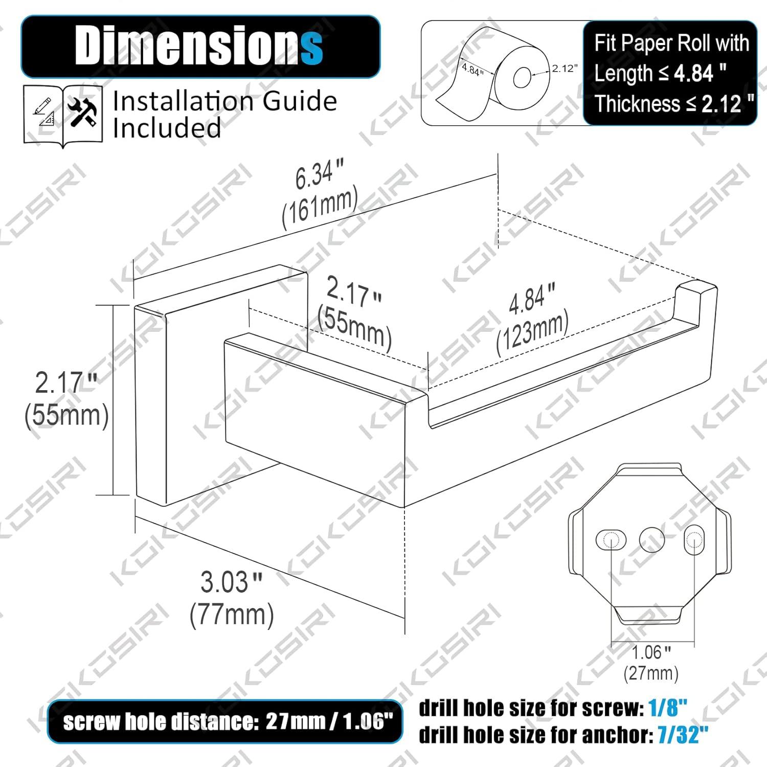 KOKOSIRI Black Toilet Paper Holders Bathroom Toilet Paper Roll Holder SUS304 Stainless Steel Contemporary Wall Mounted Matte Black B2003BK