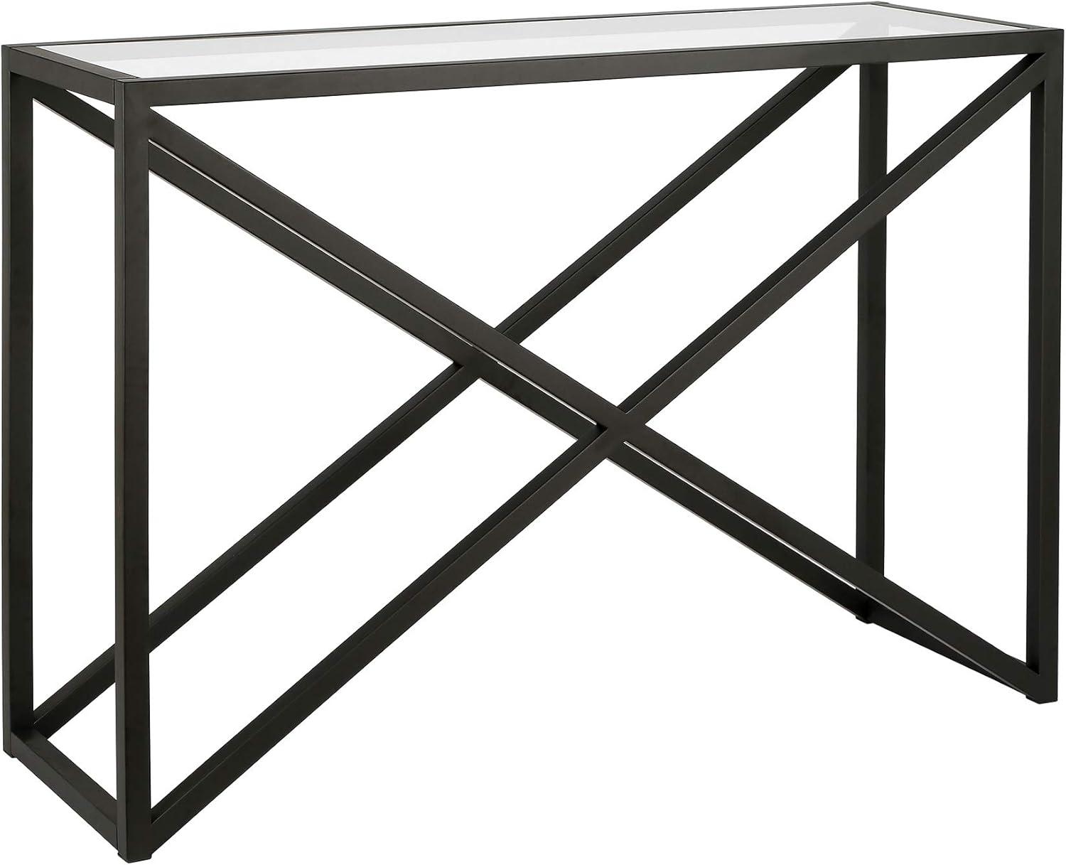 Evelyn&Zoe Calix 42" Wide Rectangular Console Table, Blackened Bronze