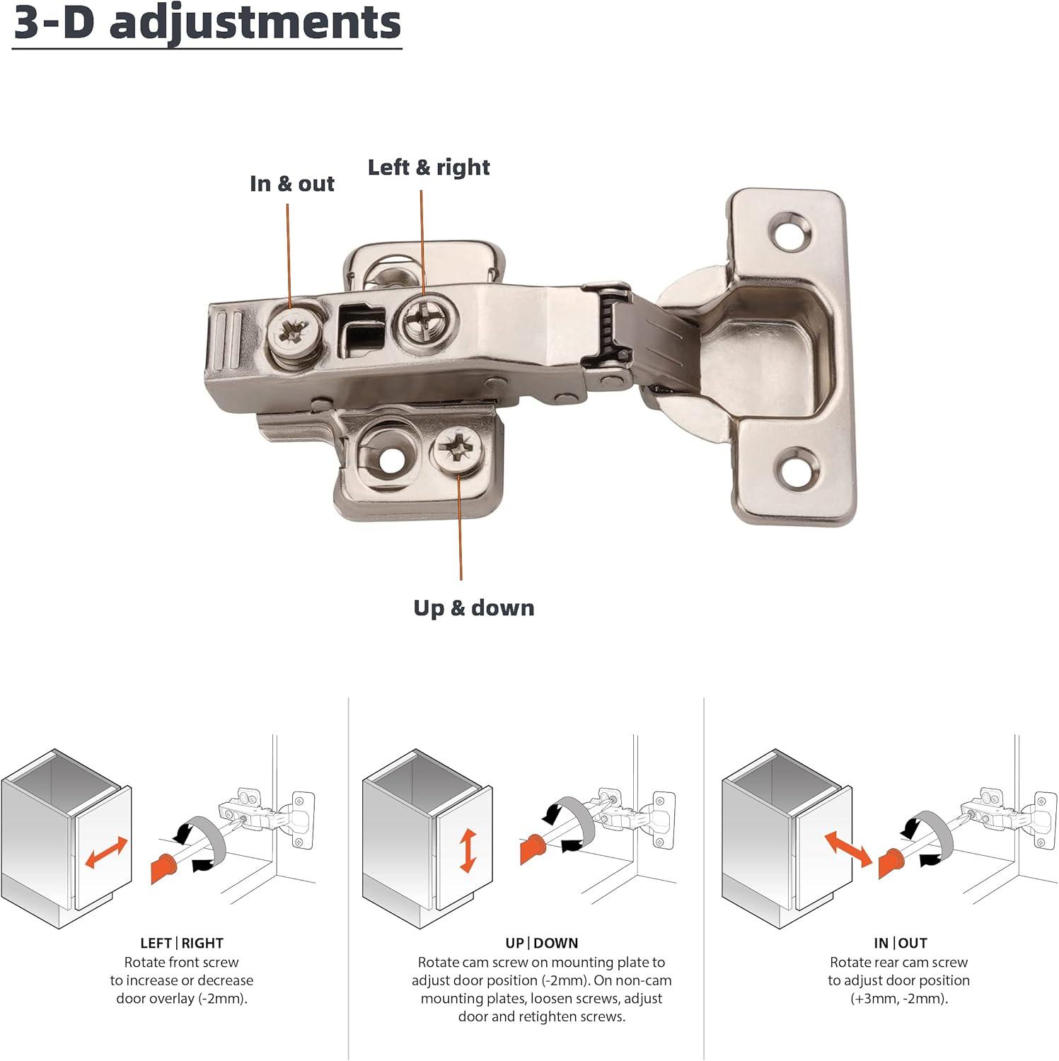 DecoBasics 105° Soft Close Frameless Steel Cabinet Hinges