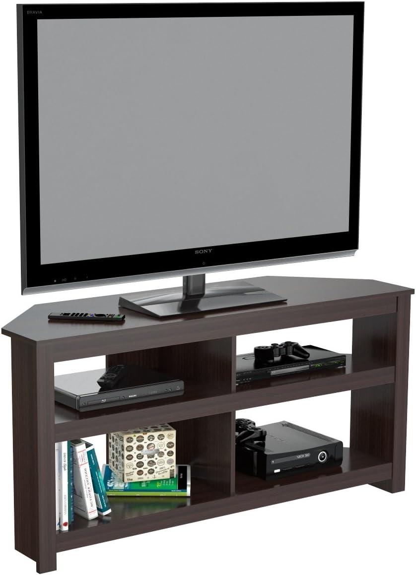 Espresso Melamine Corner TV Stand with Cabinet for 60" TVs