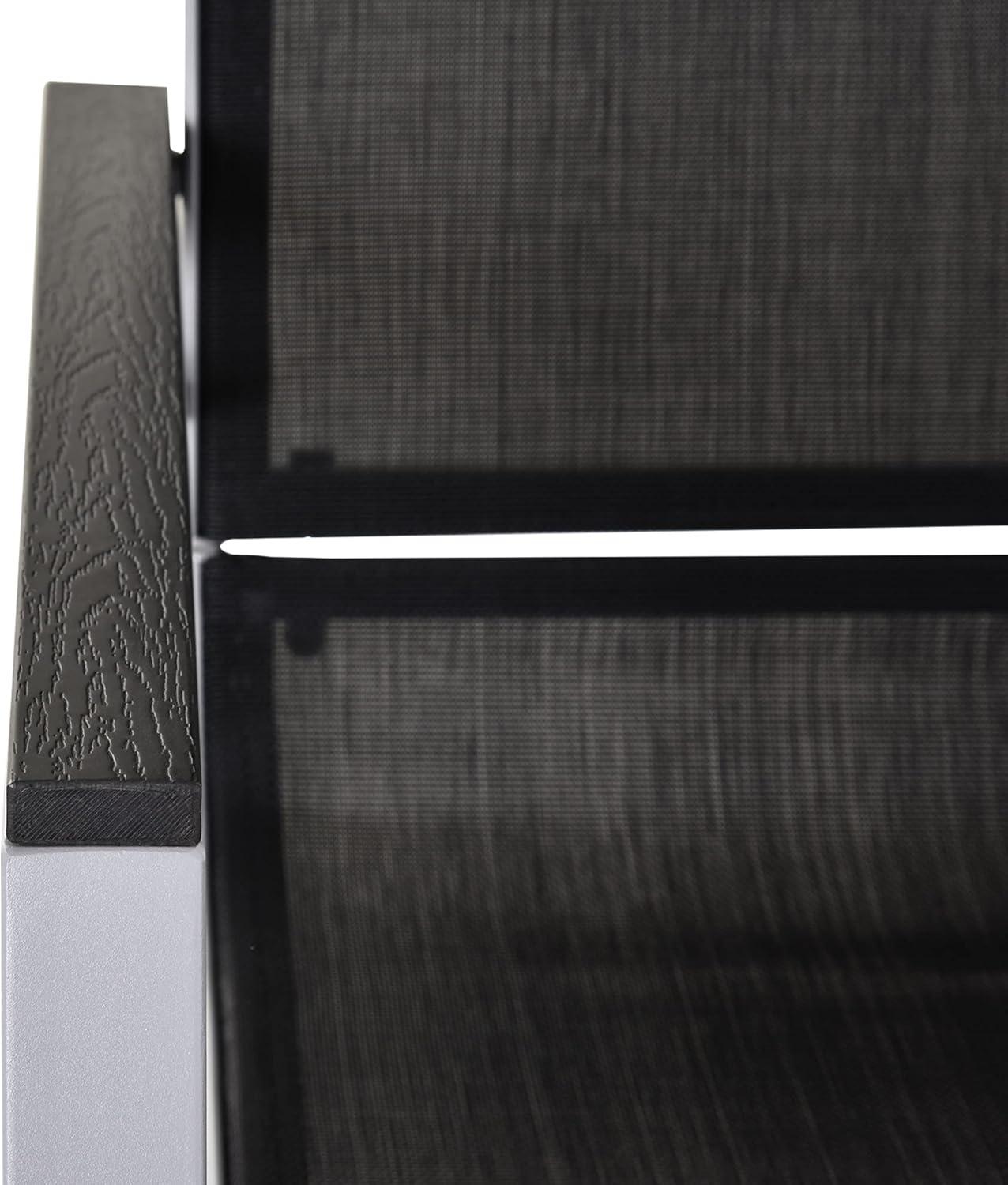 Outsunny Outdoor Modern Front Porch Patio Rocking Sling Chair - Black / Silver