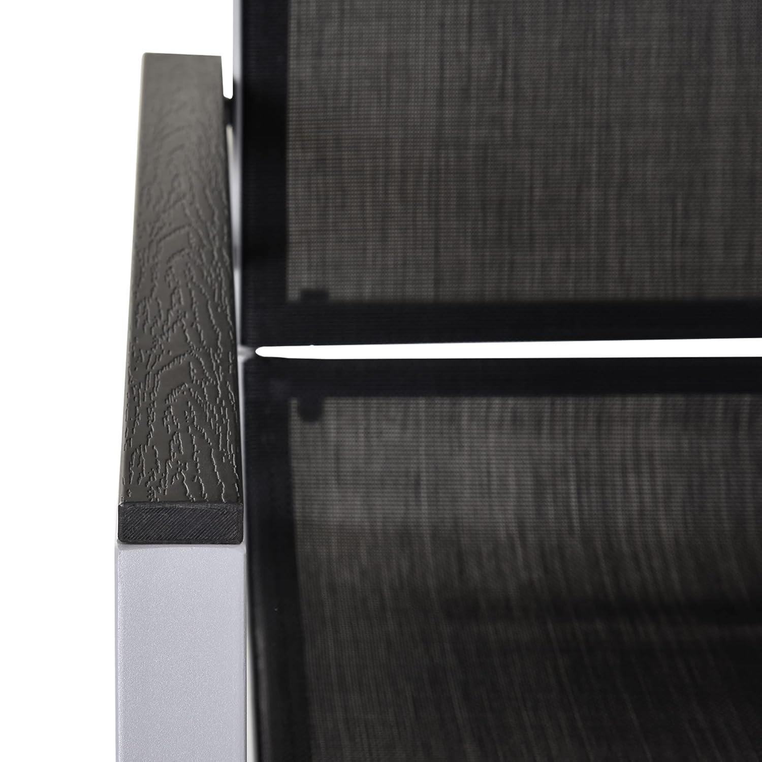 Outsunny Outdoor Modern Front Porch Patio Rocking Sling Chair - Black / Silver