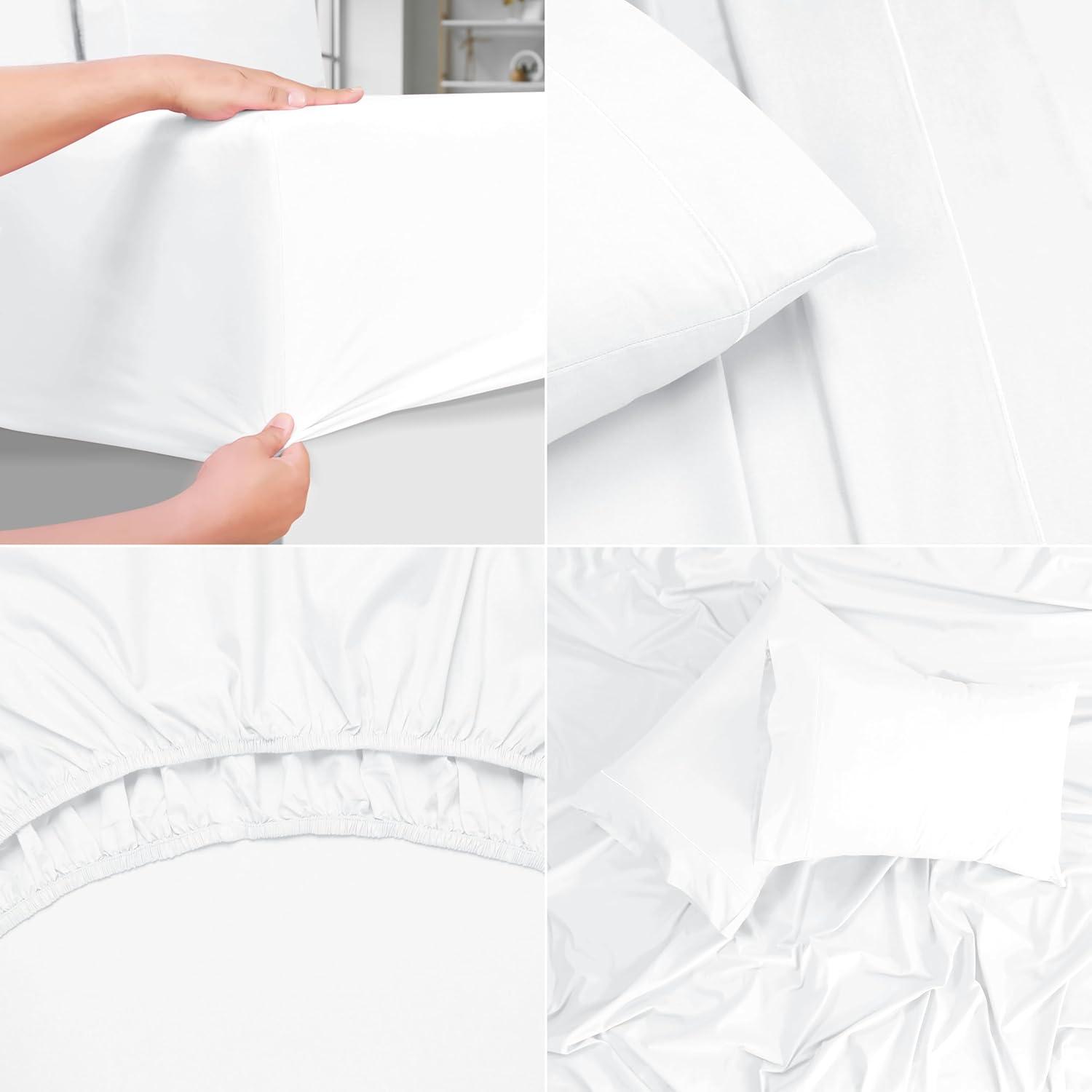 White Full Microfiber 4-Piece Bed Sheet Set