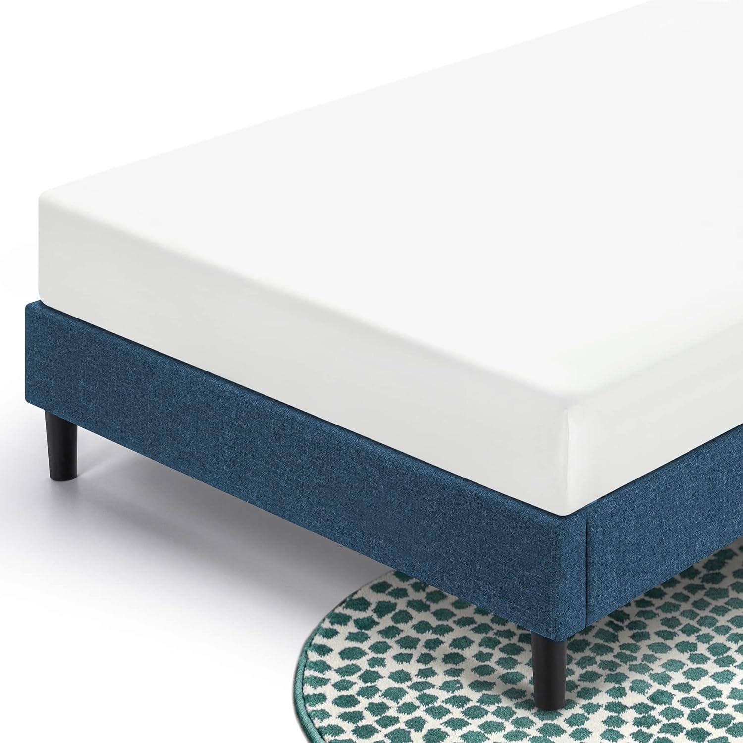 Zinus Curtis Estructura de Cama con Plataforma Tapizada de 13", Azul Marino, Tamaño Queen
