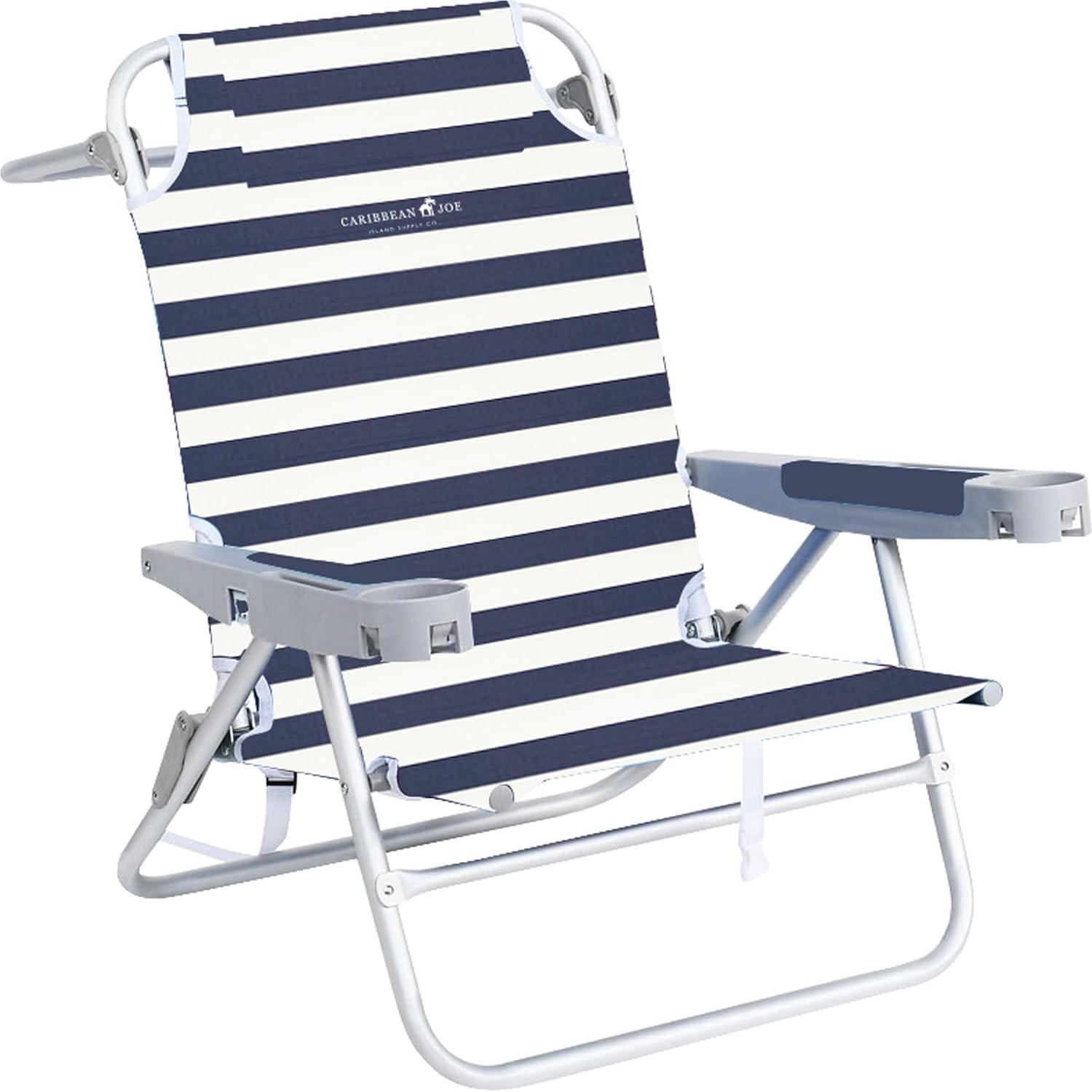 Caribbean Joe Oversize Deluxe Backpack Outdoor Portable Beach Chair - Navy White