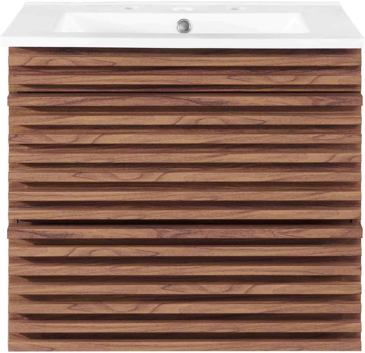 Render 24" Wall-Mount Bathroom Vanity Walnut White