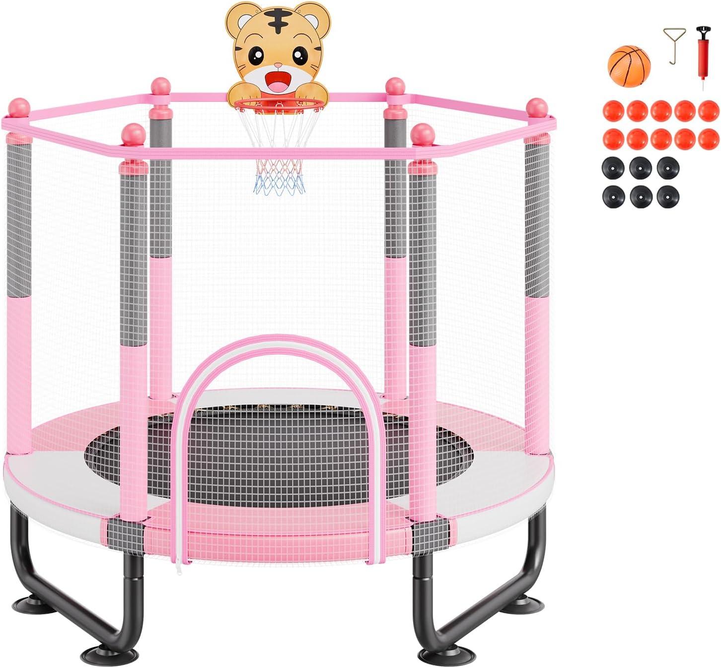 VEVOR 60" Trampoline for Kids Mini Toddler Trampoline with Net Indoor Outdoor
