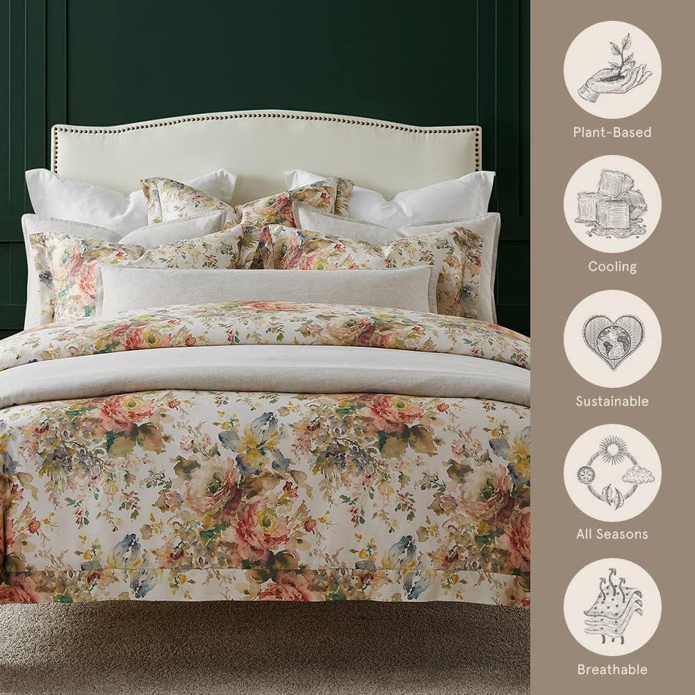 Jolie Lyocell Jardin Watercolor Floral Chic Casual 3 Piece Comforter Set