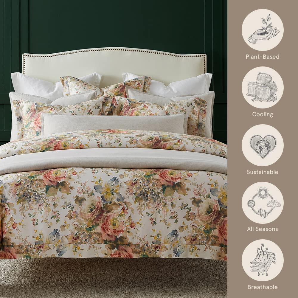 HiEnd Accents Lyocell Jardin Watercolor Floral Chic Casual 3 Piece Comforter Set