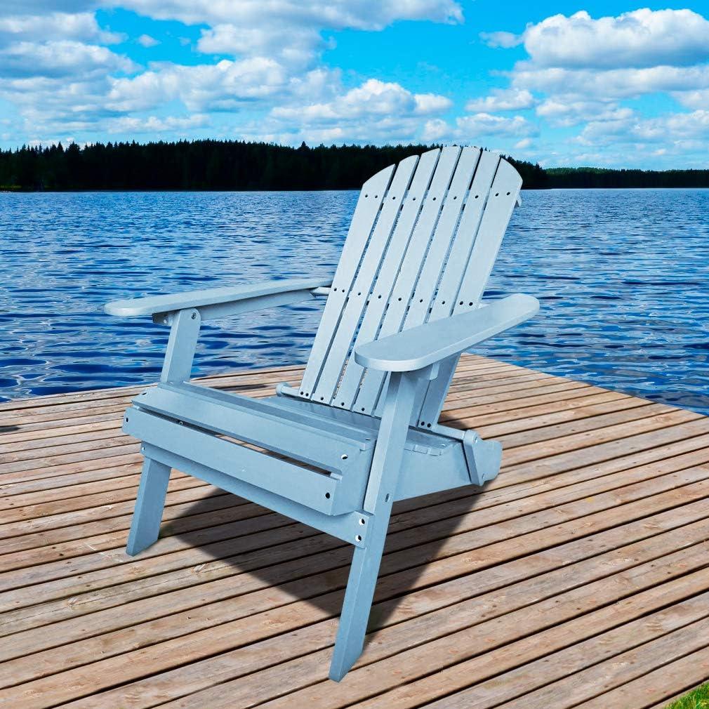 Turquoise Foldable Wooden Adirondack Patio Chair