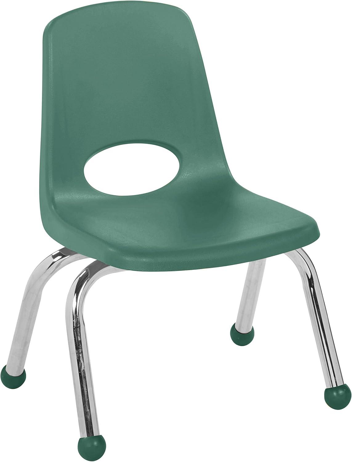 Green Stacking Student Chair with Chromed Steel Legs