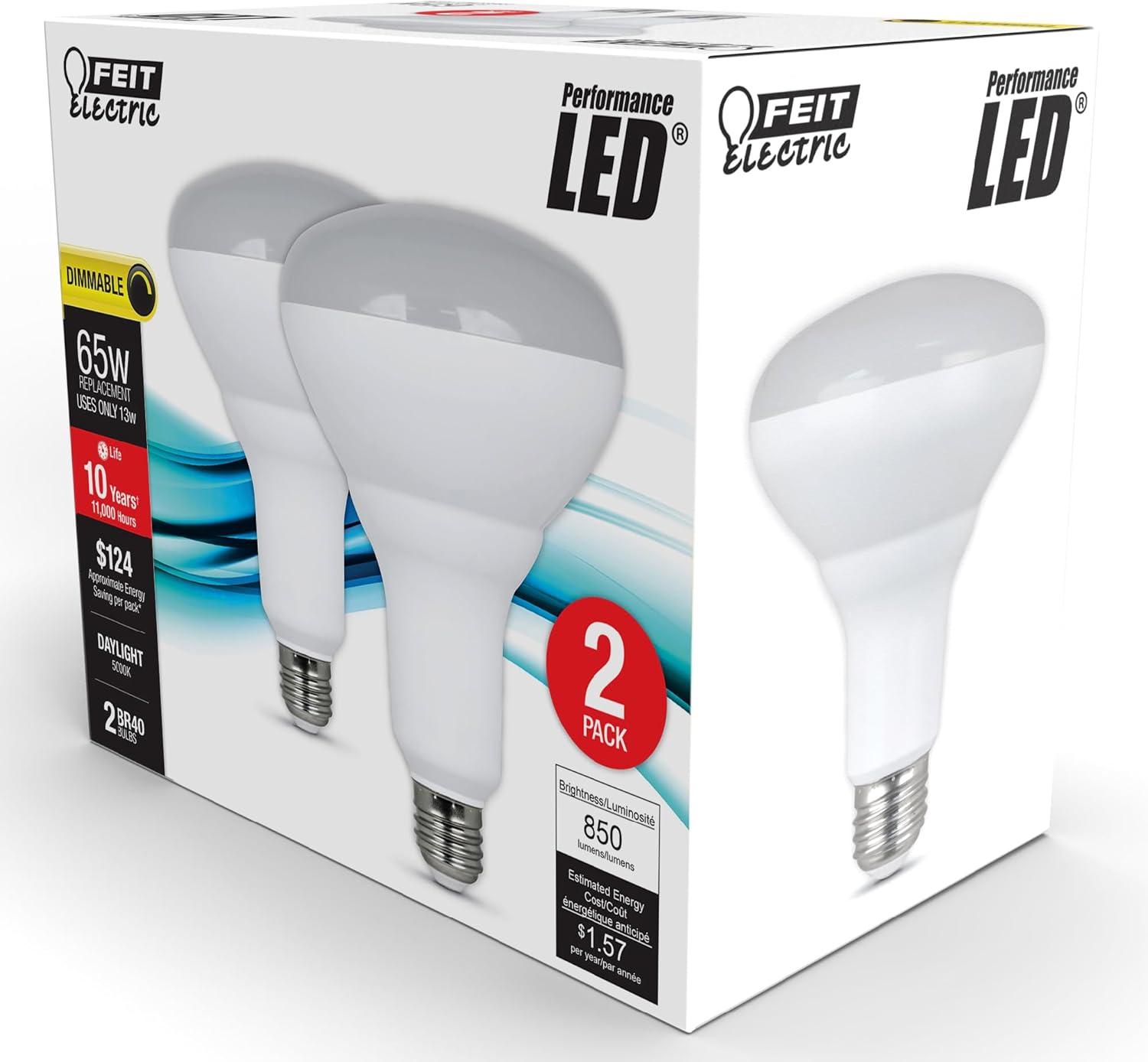 Feit Electric BR40 E26 (Medium) LED Bulb Daylight 65 Watt Equivalence 2 pk