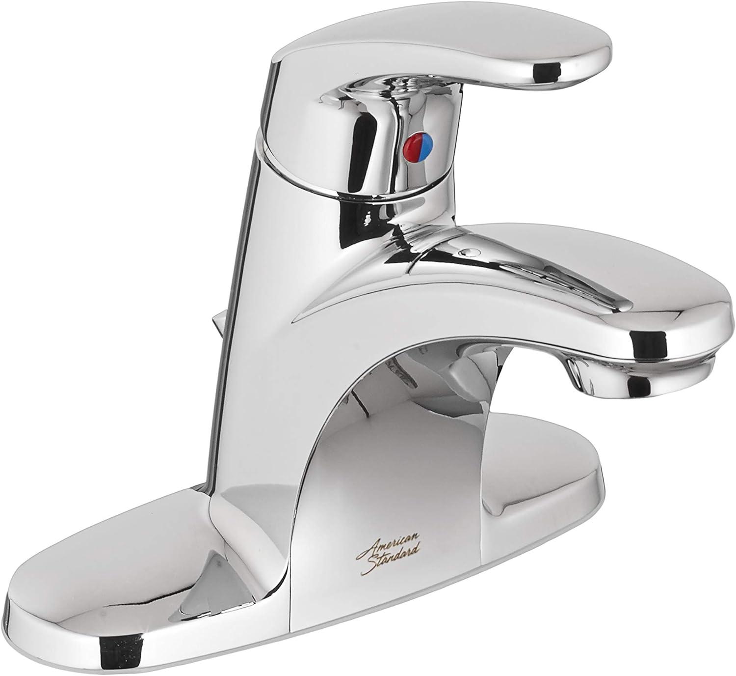 Polished Chrome Single-Handle Bathroom Faucet with Metal Drain