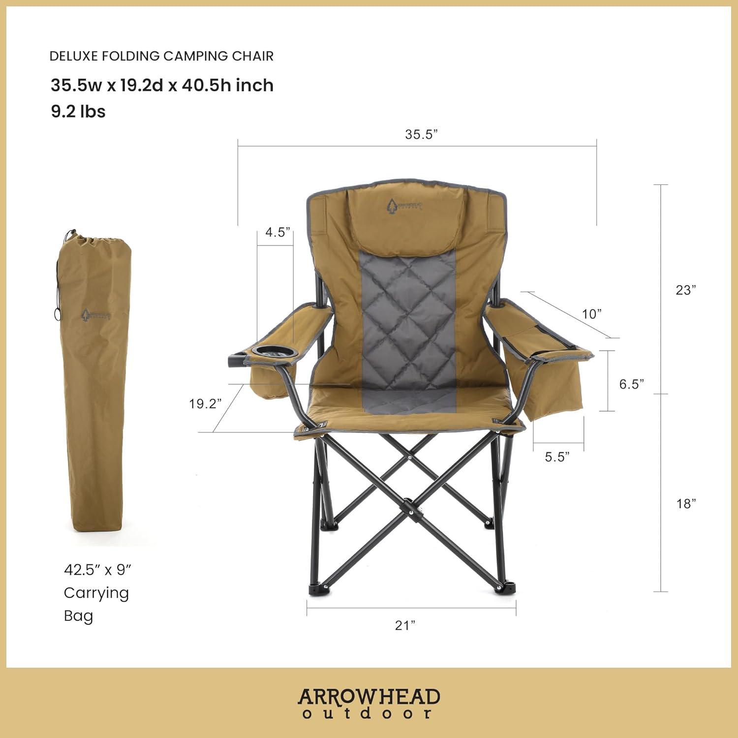 ARROWHEAD Outdoor Folding Camping Chair with Cushions