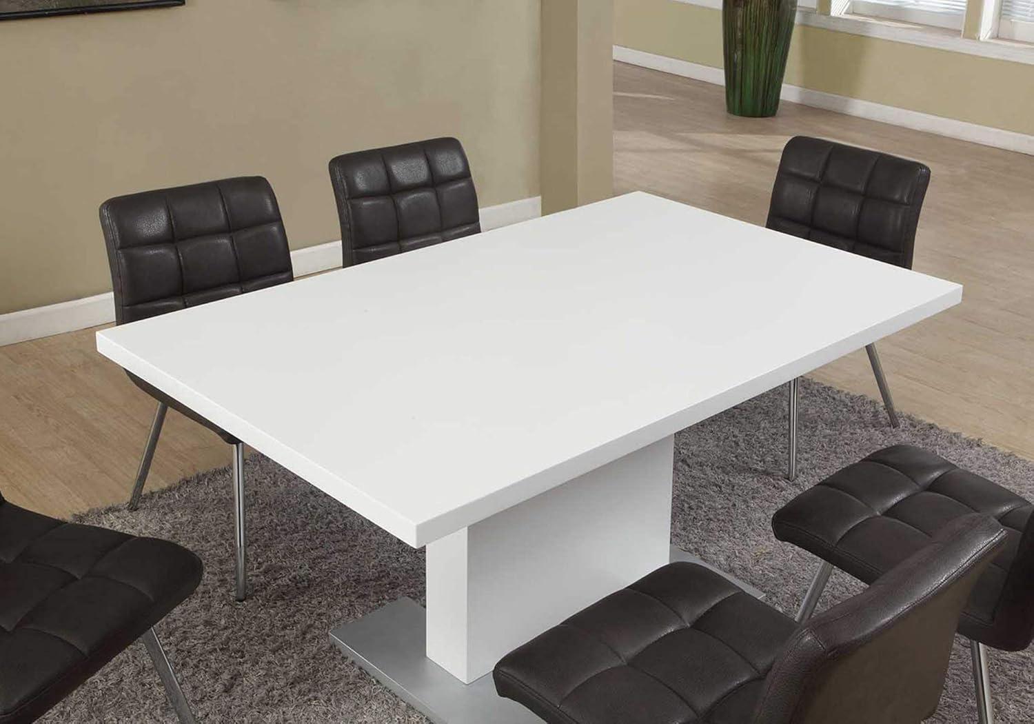 Monarch Specialties Dining Table, 60" Rectangular, Dining Room, Glossy White, 30" H, Indoor