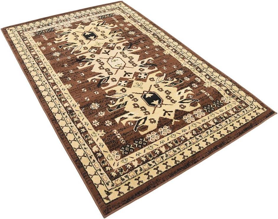 Taftan Brown and Beige 4' x 6' Stain-Resistant Area Rug