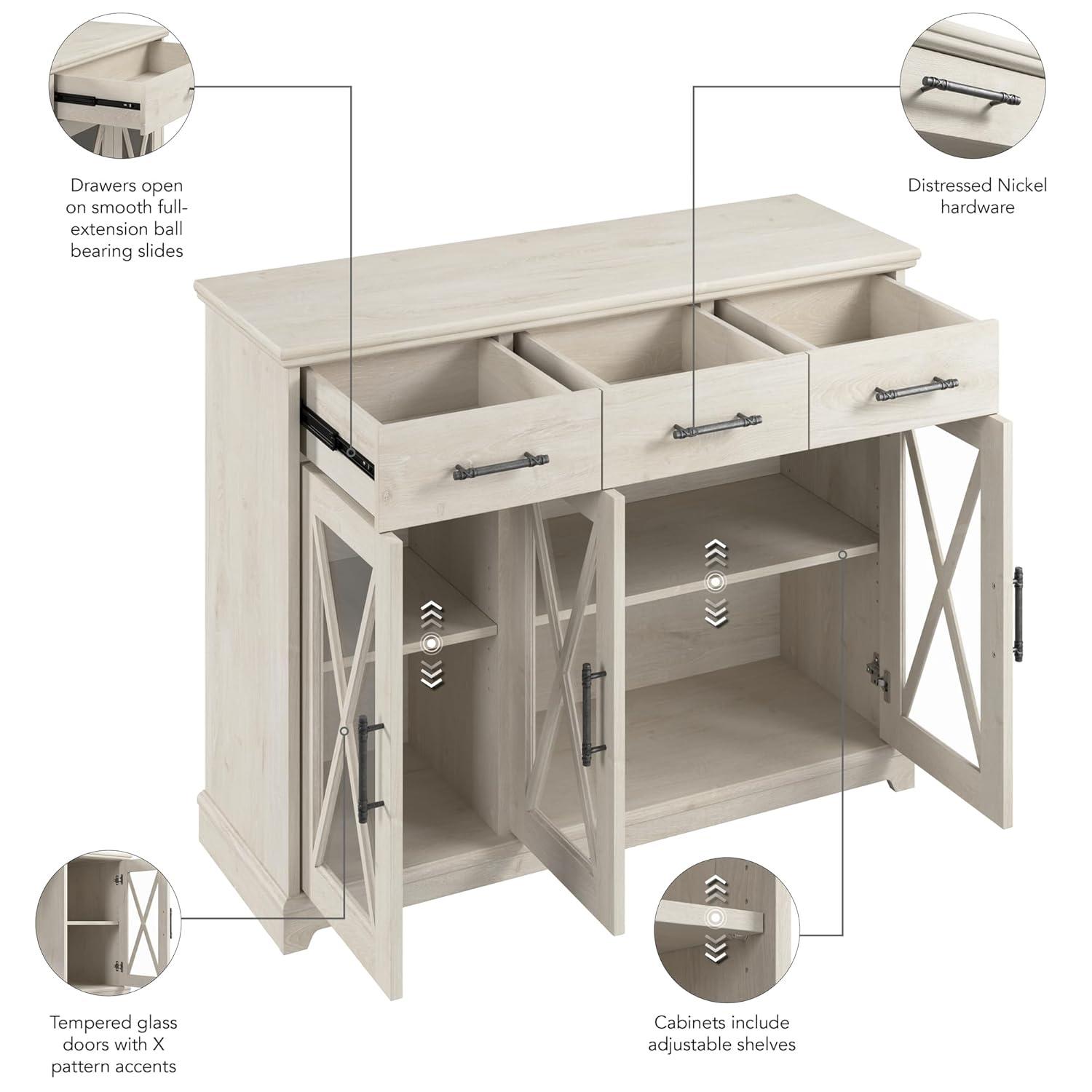 Lennox Farmhouse TV Stand for 65 Inch TV in Linen White Oak - Engineered Wood