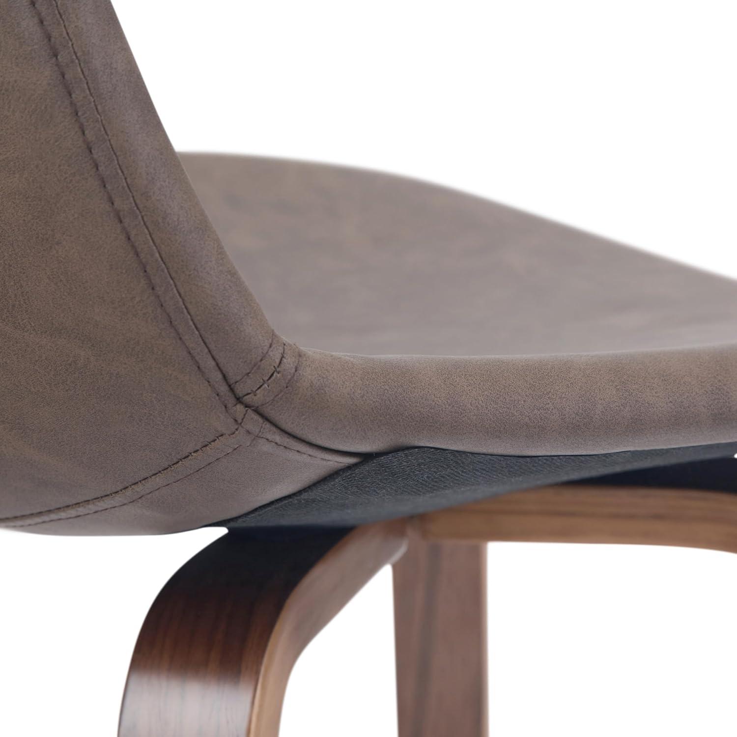 Simpli Home Randolph Mid Century Modern 28 inch Bentwood Counter/ Bar Height Stool (Set of 2) in Distressed Chocolate Brown Vegan Faux Leather