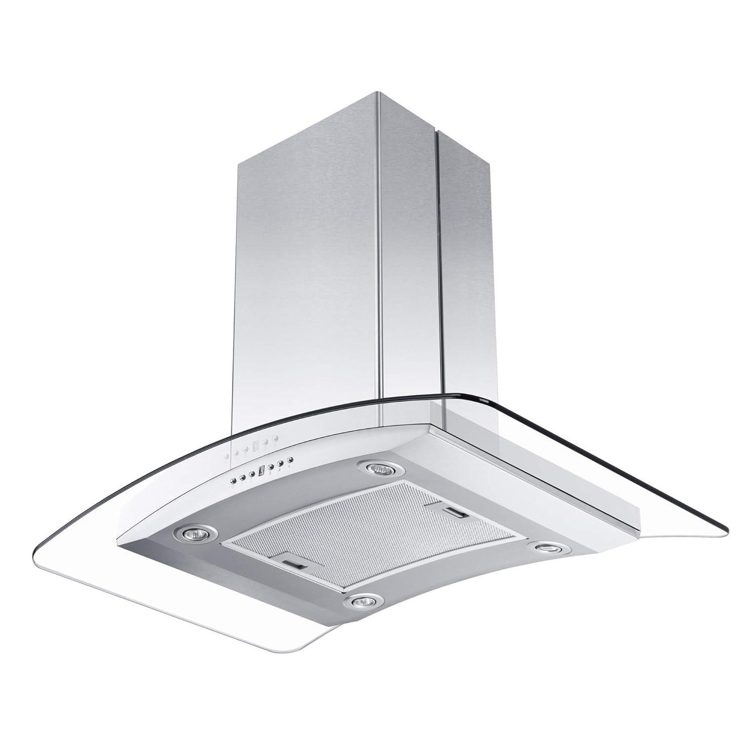 ZLINE ZLINE 36 in. Convertible Vent Isl& Mount Range Hood in Stainless Steel & Glass (GL14i-36)