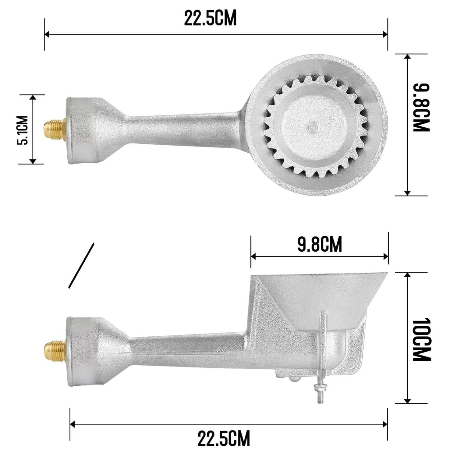 Roastove High Pressure Propane Cast-Iron Replacement Round Burner Head, Propane Burner Head with Brass Fitting Orifice