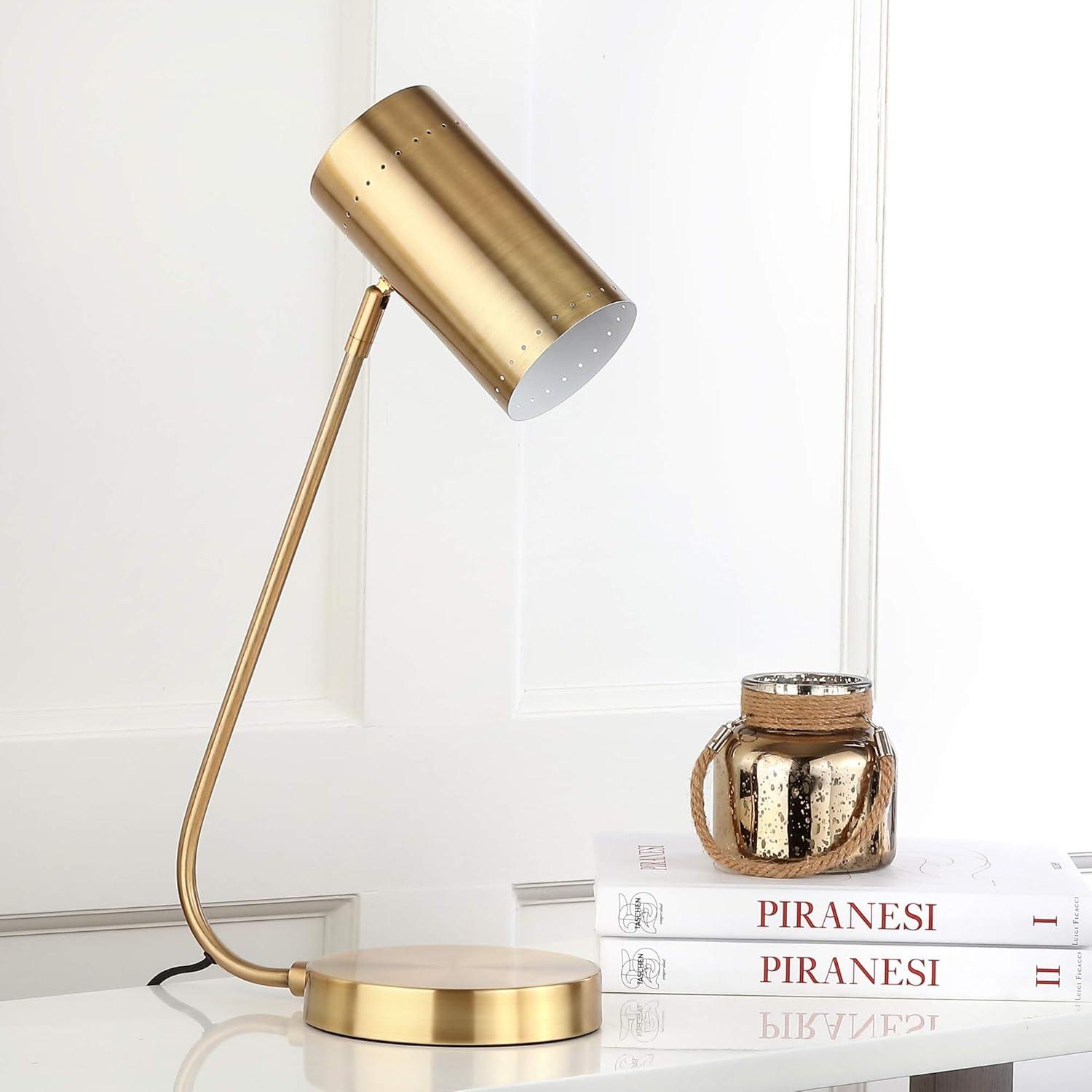 Adjustable Mid-Century 22.5" Crane Table Lamp in Black and Gold