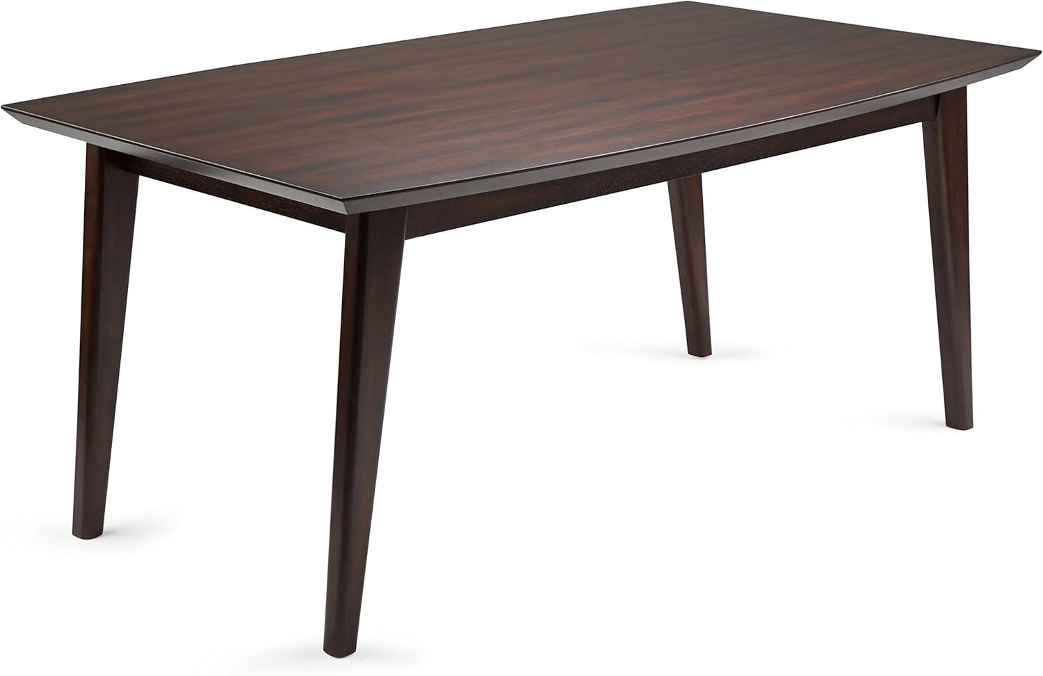 Draper 66'' Java Brown Solid Hardwood Mid-Century Modern Dining Table