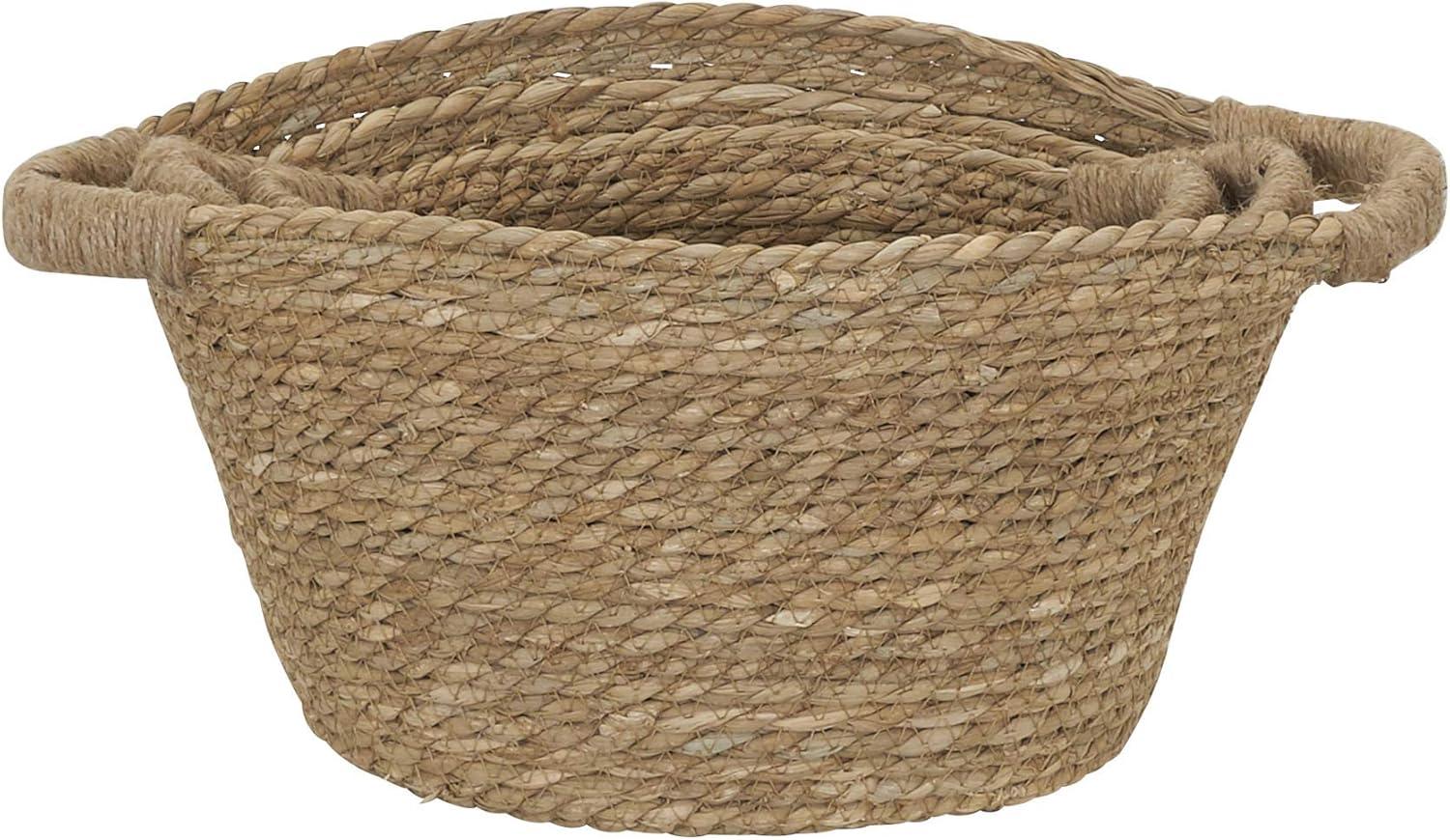 Cattail Woven Oval Wicker Storage Basket Trio in Brown