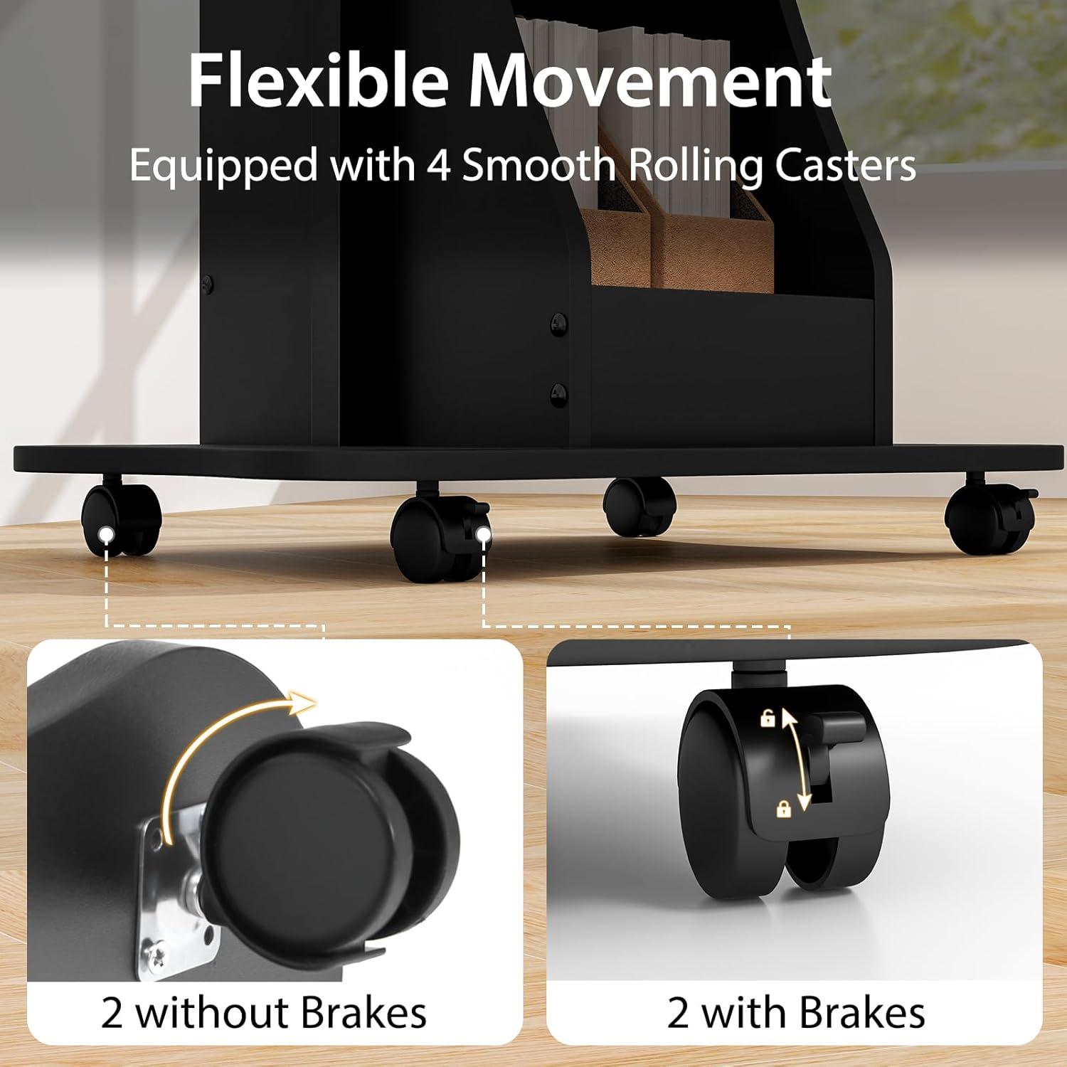 Costway Mobile Podium Stand Height Adjustable Laptop Cart with Storage Compartments Rolling Lectern with Lockable Casters for Classroom Office White