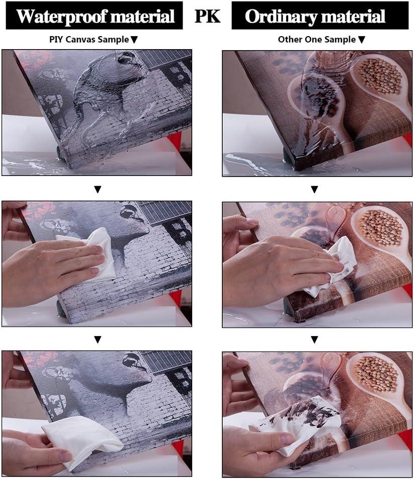 Peacock Wall Art Decor for Bedroom, PIY Beautiful Oil Painting Canvas Prints, Elegant Proud Peacock on Beige Pictures (Waterproof Artwork, Ready to Hang, 16x12)