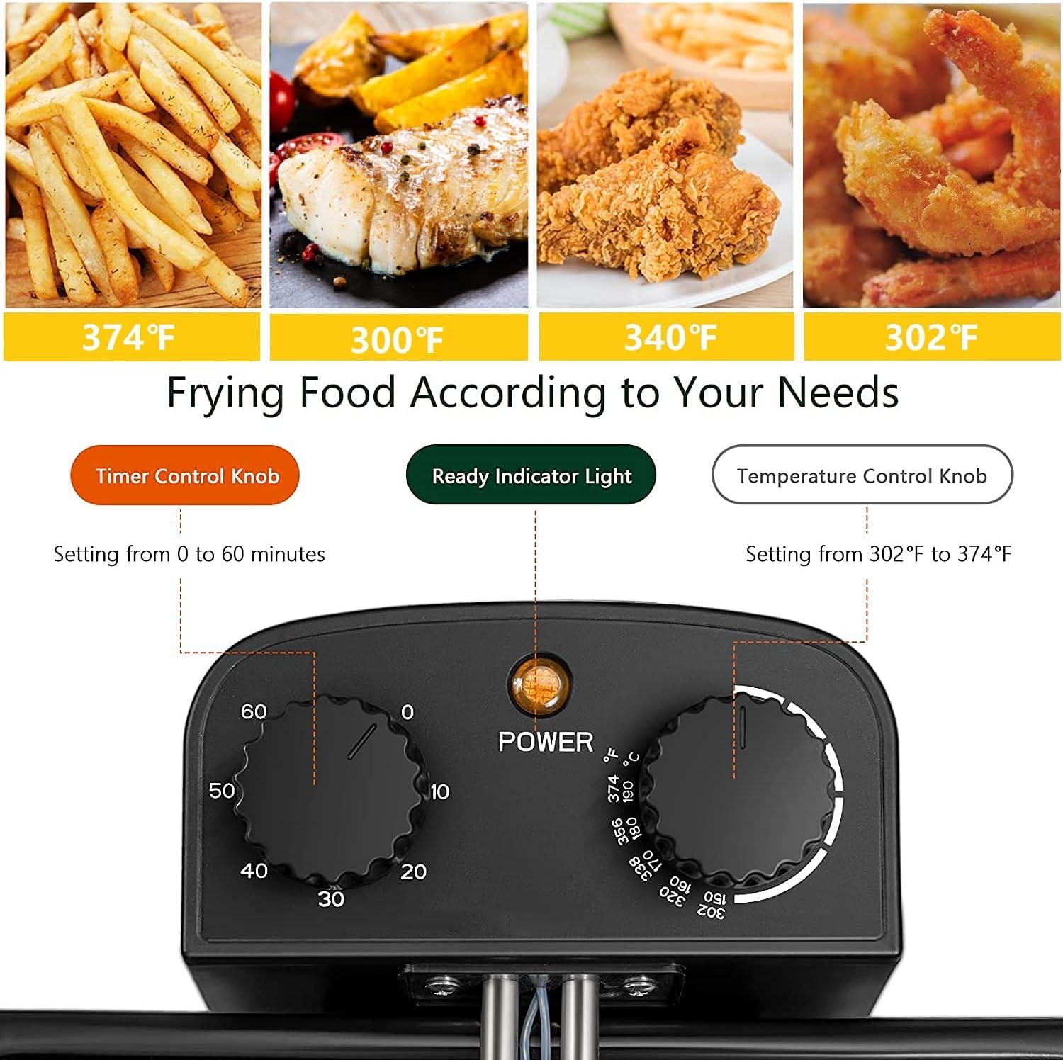 Costway Electric Deep Fryer 5.3 QT/21-Cup Stainless Steel 1700W with Triple Basket