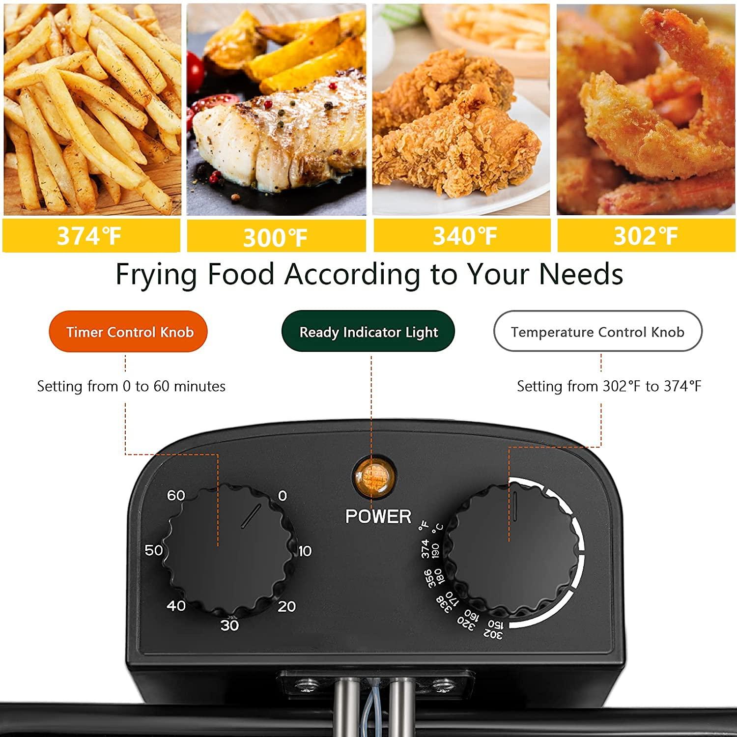 Costway Electric Deep Fryer 5.3 QT/21-Cup Stainless Steel 1700W with Triple Basket