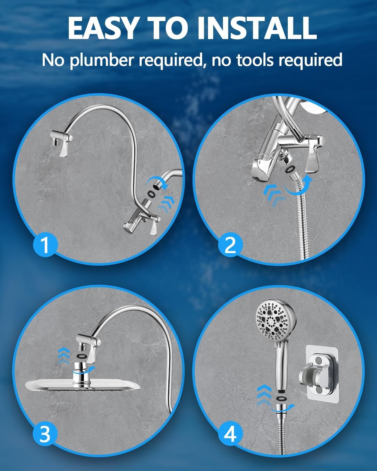 OLHAV Rainfall Shower Head with Handheld Spray Combo, All Metal 12 Inch High Pressure Rain Showerhead V8QF63
