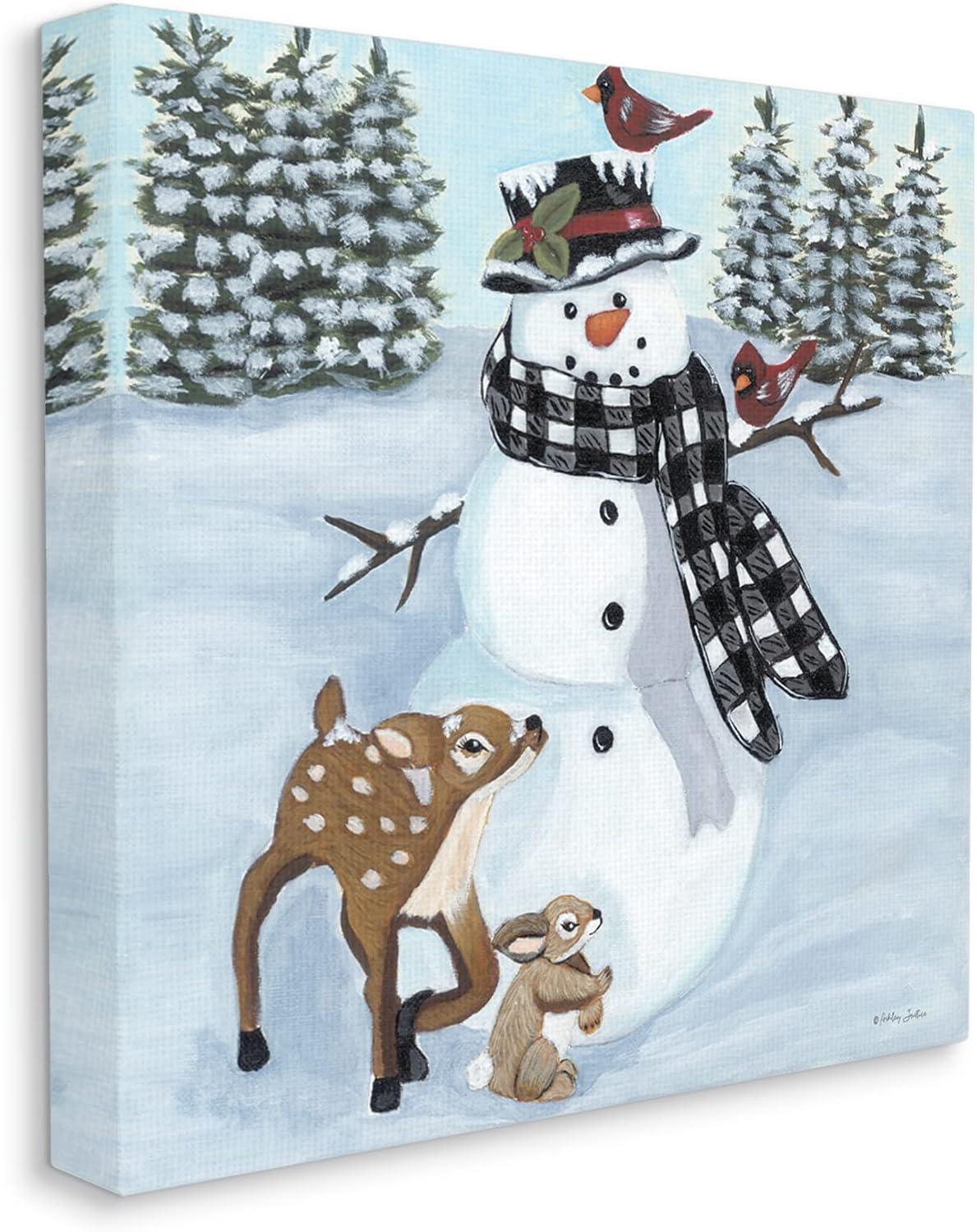 " Niveous Snowman Trees Scenery Winter Animals Frolicking "